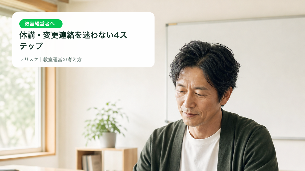 教室運営者が保護者連絡と予定を確認している様子