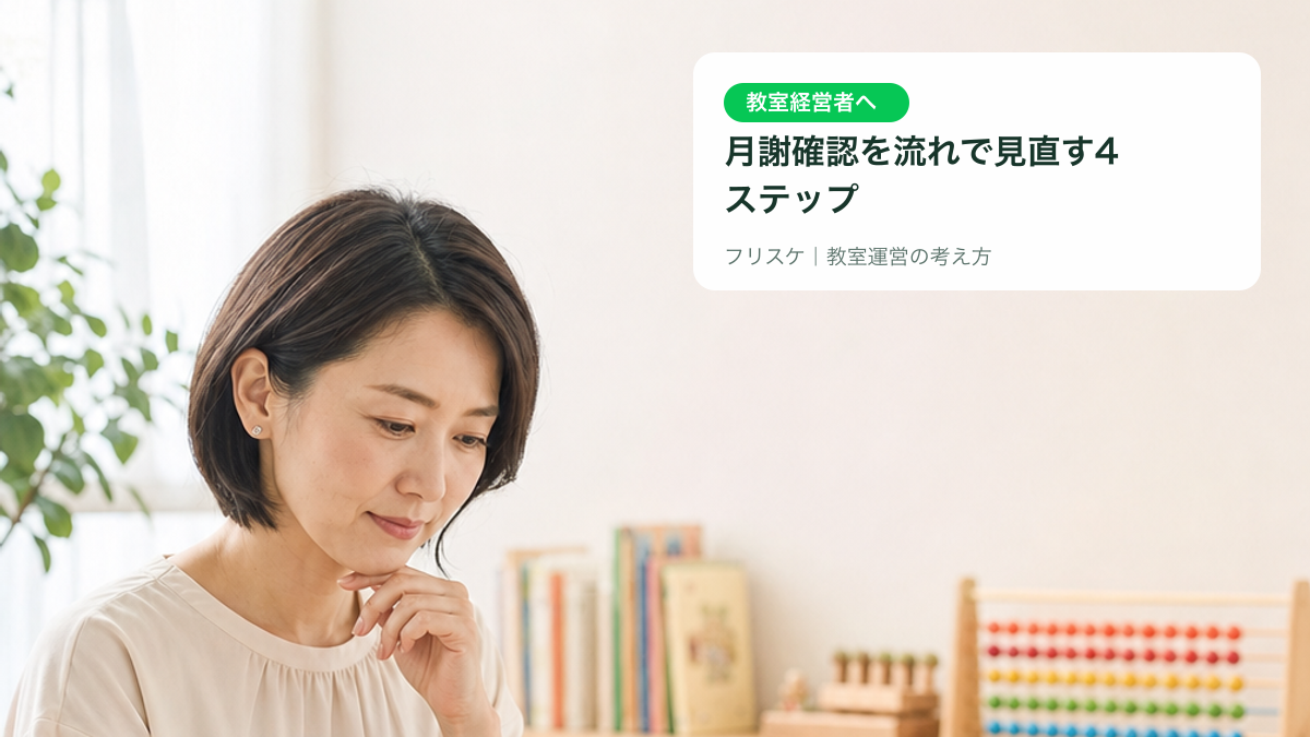 教室運営者が保護者連絡と予定を確認している様子